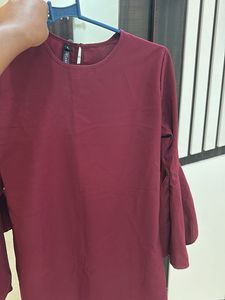 Maroon Bell Sleeve Top