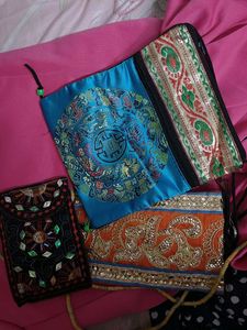 Boho Embellished pouches Set