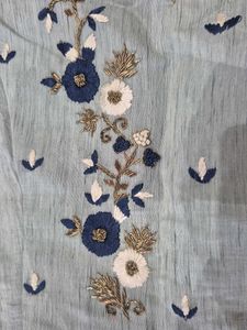 Light Blue Tiered Embroidered Gown