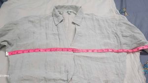 H&amp;M Light Blue/Silver Tie-Front Shirt