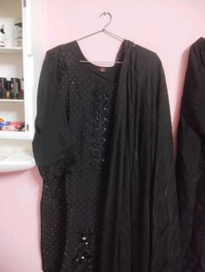 Black Sequin Kurta Set with Dupatta