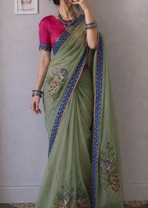 Elegant Peacock Embroidered Saree