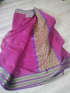 Vibrant onion Pink Saree with beautiful border