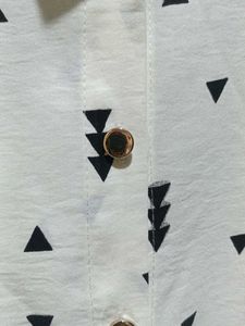 White Triangle Print Button-Up shirt