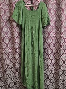 Plain green Midi dress