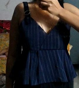 Stylish Pinstripe Peplum Top