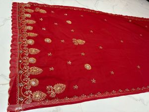 Exquisite Red Embroidered Saree