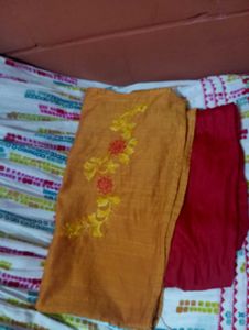 Orange Embroidered Kurta