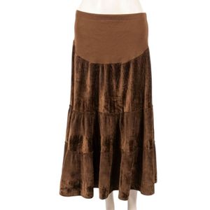 Brown Tiered Corduroy Maxi Skirt