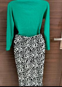 Black and White Pattern Bodycon Skirt