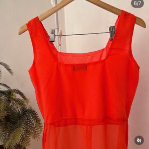 Vibrant Red Orange Ethnic Gown