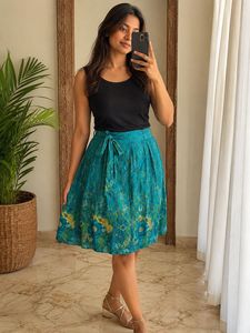 Boho Floral Print Tie-Waist Skirt