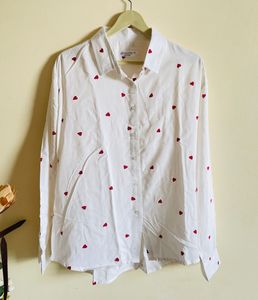 viral Heart Print White Shirt