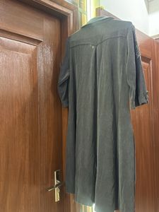 Laks*ita Stylish Embellished Grey Shirt Dress