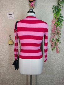 JDY BY ONLY Pink &amp; Red Striped Ribbed Sweater