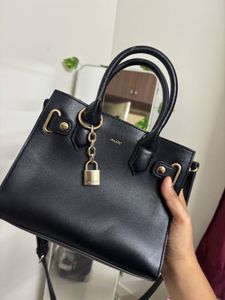 Chic Black Aldo Handbag with Lock Detail