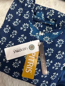 Stylish Blue Floral Kurta Set with Dupatta