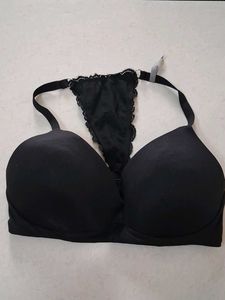 34D Lace Trimmed Black Bra