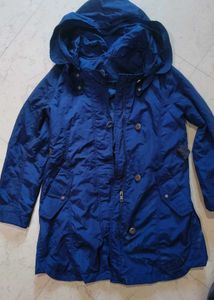 Blue Hooded jacket trenchcoat