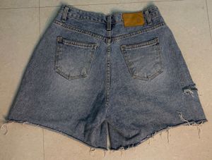 Distressed Cut-Out Denim Shorts