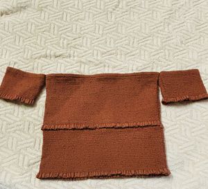 Smocked Off-Shoulder Top with Sleeves