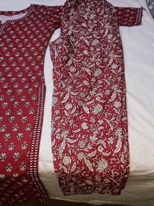 Maroon Printed Kurta Set