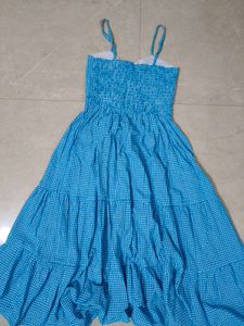 Blue Gingham Tiered Sundress freesize