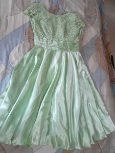 Pista Green Satin Dress