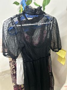Sheer Black Polka Dot Dress