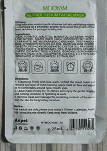 MOOYAM K-beauty Retinol Serum Facial Sheet Mask