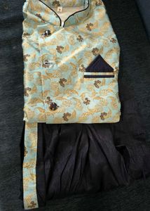 Boys' Blue Embroidered Kurta Dhoti Set