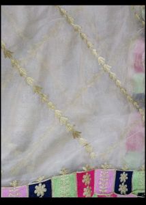 Embroidered Quilted Fabric Piece