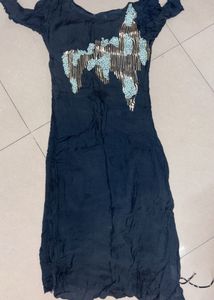 Embellished Dark Blue Kurta