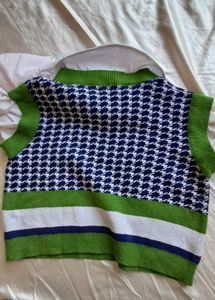 V-Neck Houndstooth Sweater Vest