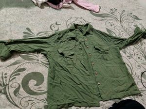 Olive green crop shirt