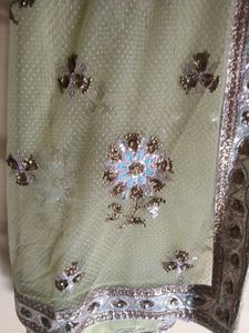 Sparkling Mint Green Sequined Sari
