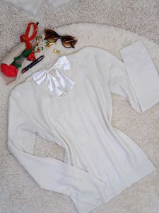 Cream Open Back Knit Top