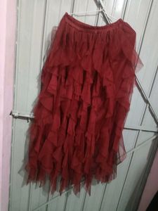 Maroon Ruffled Skirt