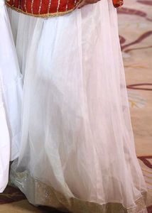 Elegant White Tulle Skirt with Golden Border