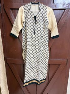 Elegant Cream Printed Kurta