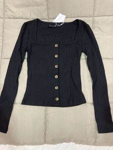 Forever NewSia Button-Front Square-NeckRibbed Card