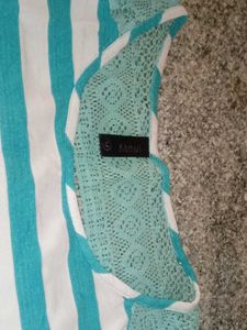 Striped Lace Shoulder Top