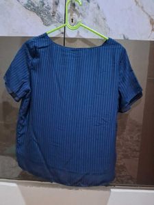 Blue Striped Short Sleeve Top