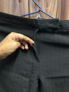 Striped Black Formal Trousers