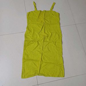 Bright Yellow/ Green Spaghetti Strap Cotton Slip