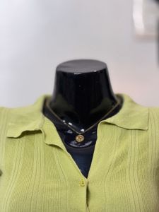 Lime Green Collared Button-Up Top