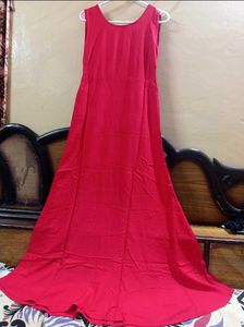 Red &amp; Blue Embroidered Anarkali Dress