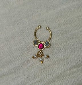 Elegant Gold Septum Nose Pin with Pearls