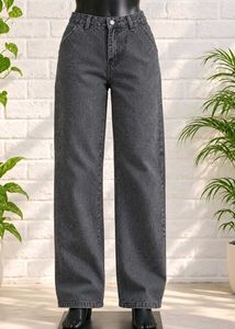 Stylish Grey Wide Leg Jeans