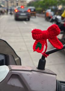 Handmade Crochet Red Bow Charm